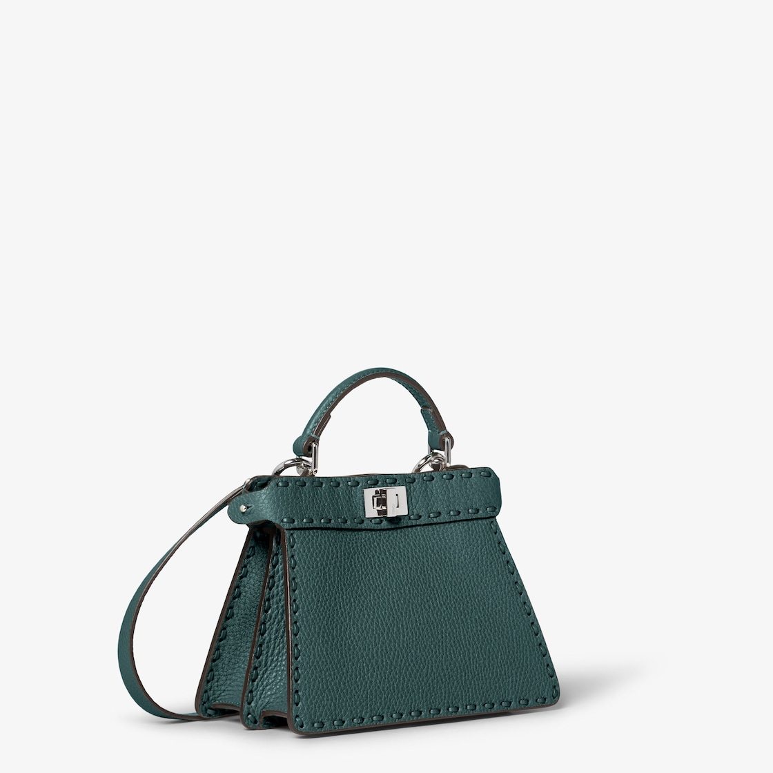 FENDI Peekaboo ISeeU Petite Green Selleria bag with 306 hand-sewn topstitches - Image 4